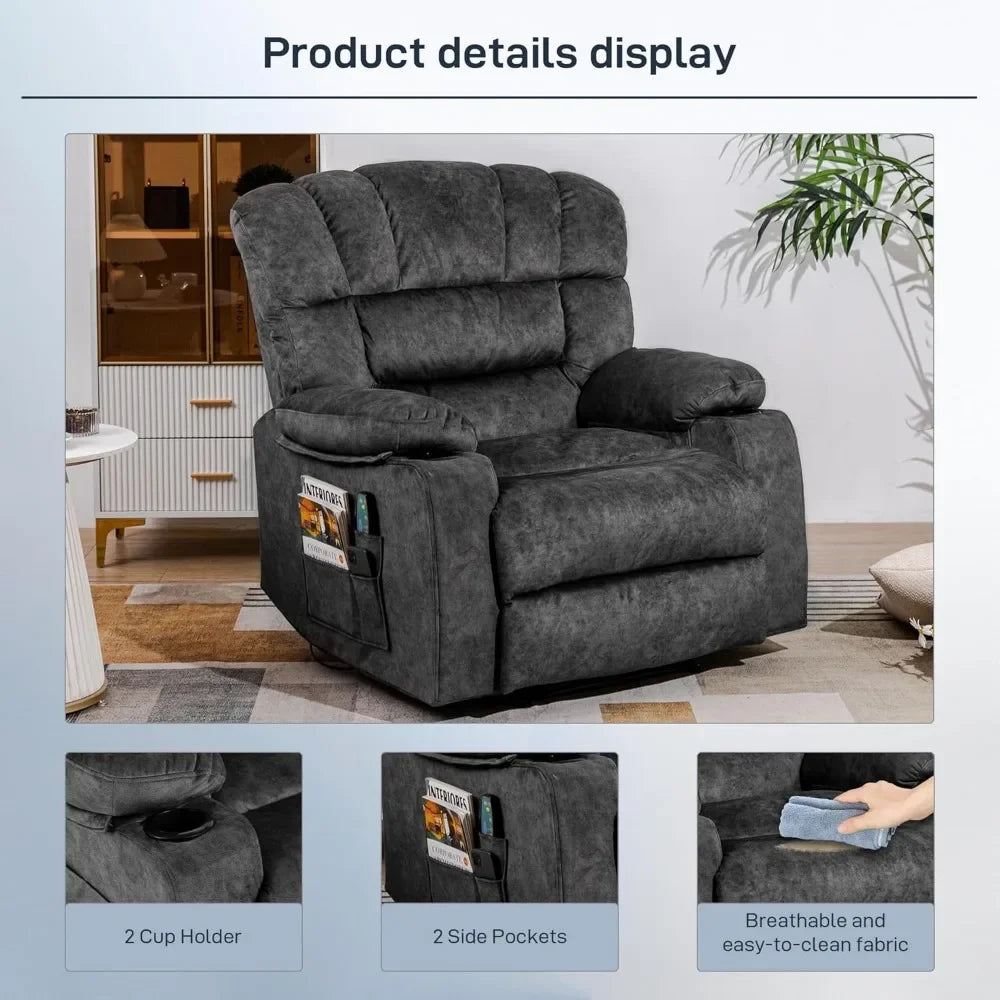 Gravity Recliners Foam Filling 2 Cup Holders & Side