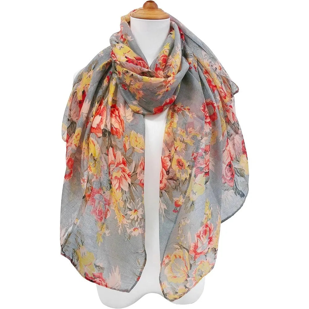 Lightweight Flowers Print Women Scarf