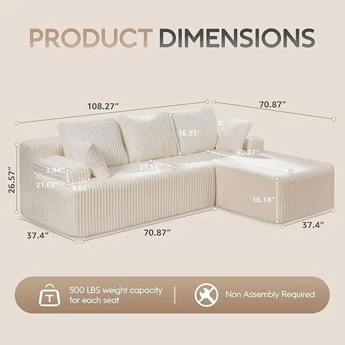 Modular L-Shaped 3-Seat Sectional