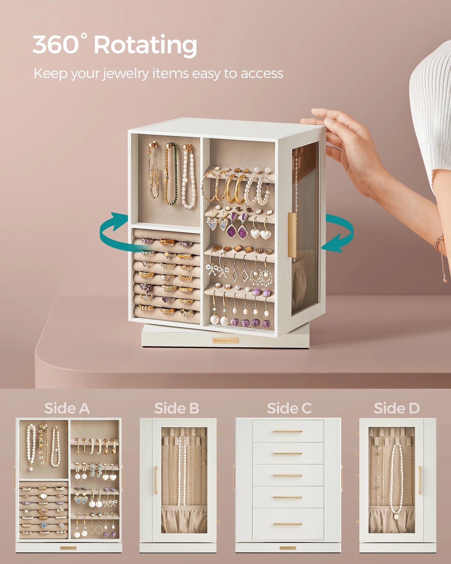 Box 360° Rotating, Jewelry Storage Case