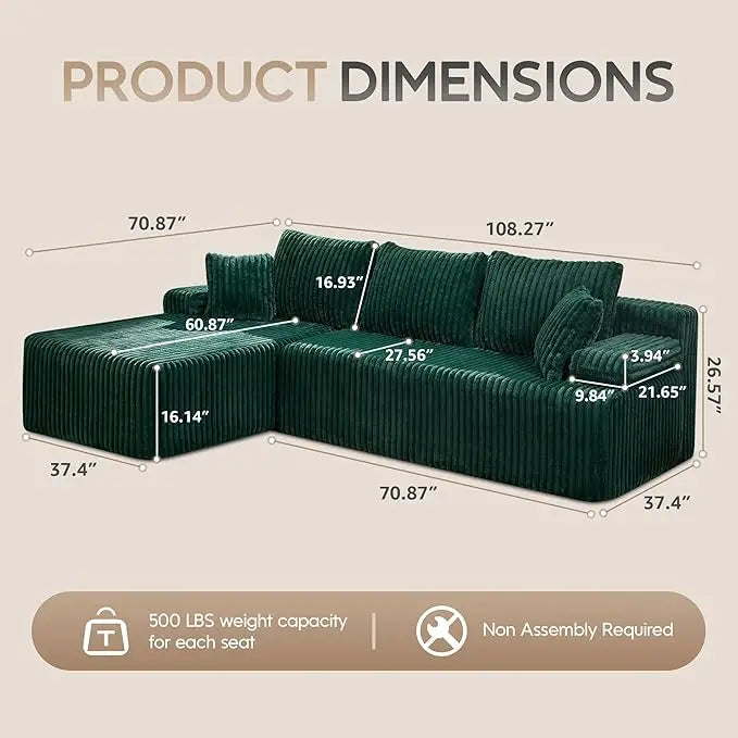 Modular L-Shaped 3-Seat Sectional