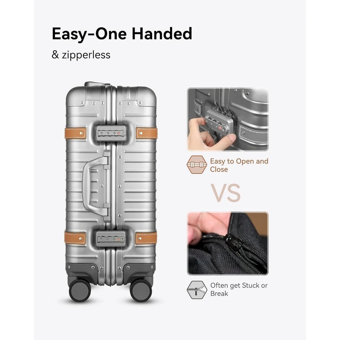 Aluminum Carry On Luggage with USB Port with wheels