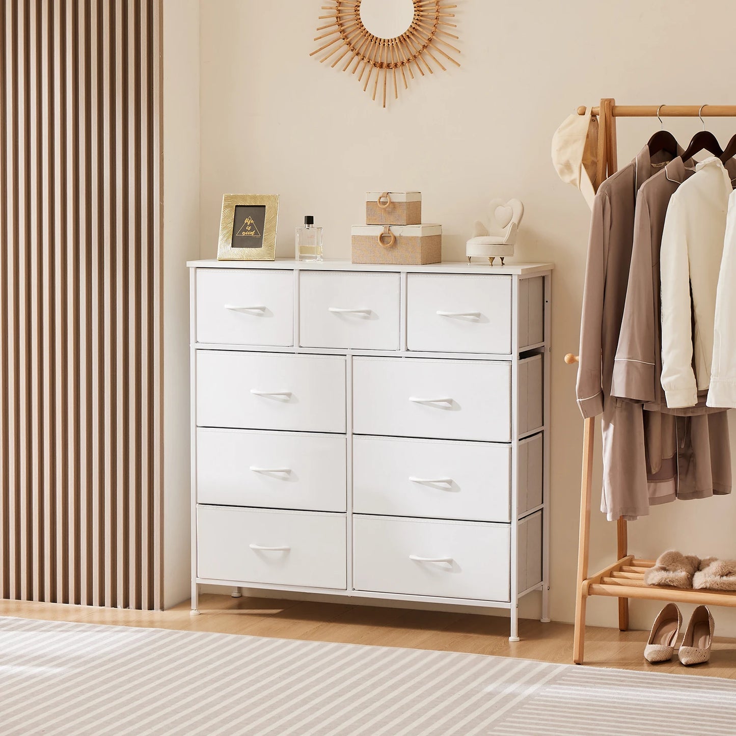 Dresser For Bedroom With 9 Fabric Storage Drawer