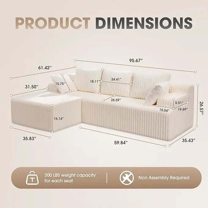 Modular L-Shaped 3-Seat Sectional