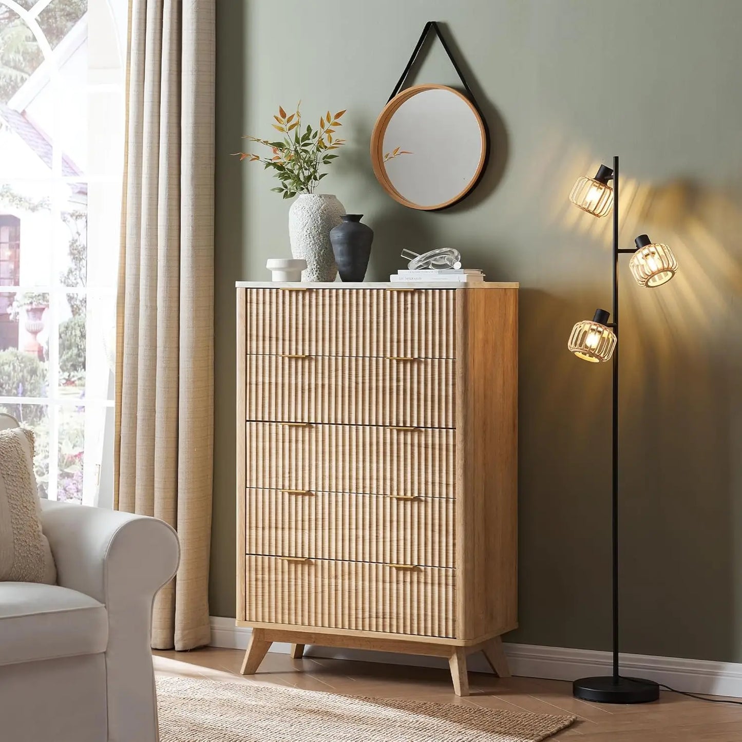 Fluted 5 Drawers Dresser