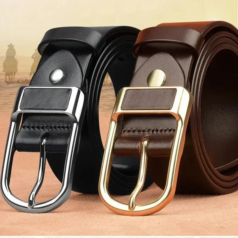 Genuine Leather For Men's High Quality Buckle Jeans
