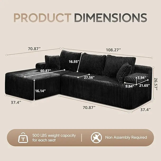 Modular L-Shaped 3-Seat Sectional
