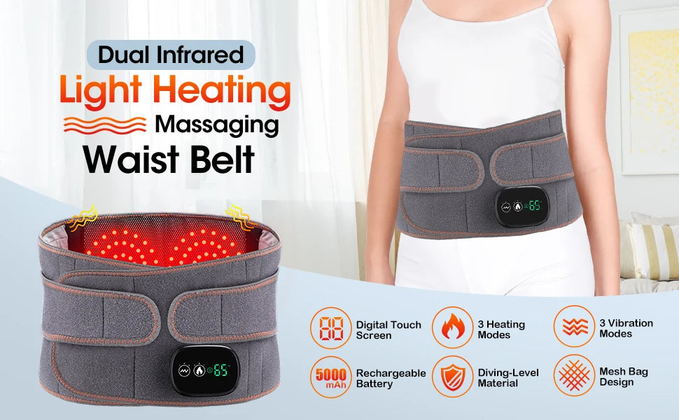 Decompression Heated Vibration Massage Waist Belt
