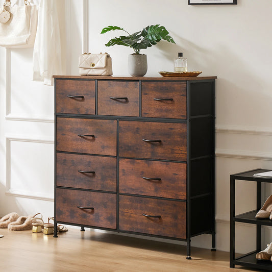 Dresser For Bedroom With 9 Fabric Storage