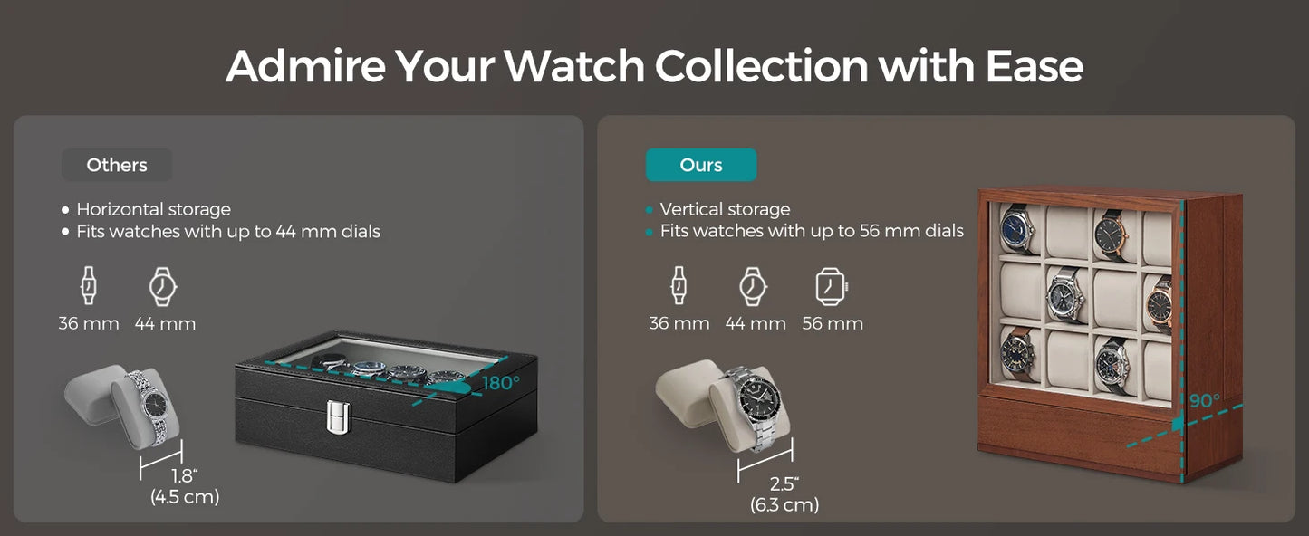 12-Slot Wooden Watch Box