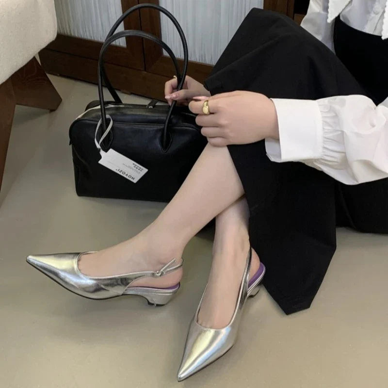 Women's pointed toe slingback slip-on flats sandals soft comfortable casual female summer daily footwear shoes