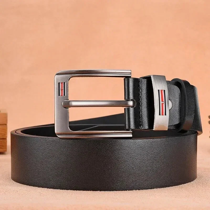 Leather For Men's High Quality Buckle Jeans