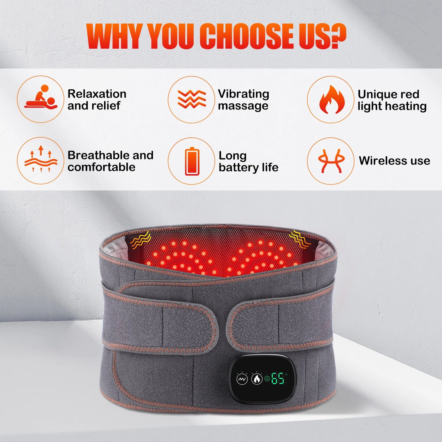 Decompression Heated Vibration Massage Waist Belt