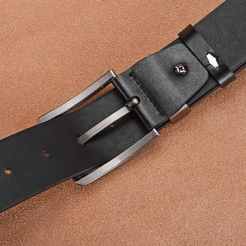 Leather For Men's High Quality Buckle Jeans