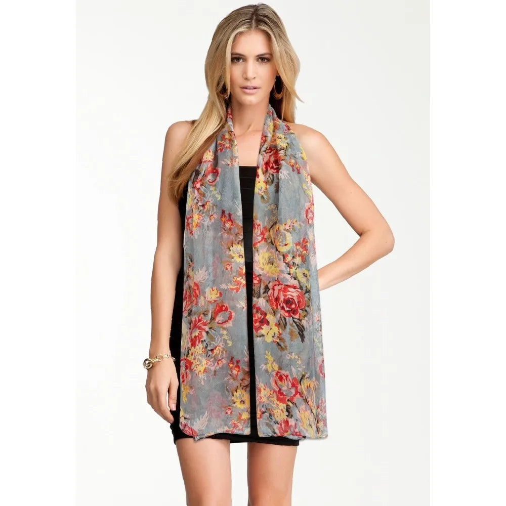 Lightweight Flowers Print Women Scarf