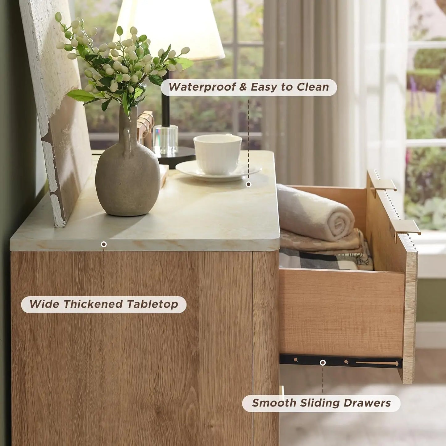 Fluted 5 Drawers Dresser