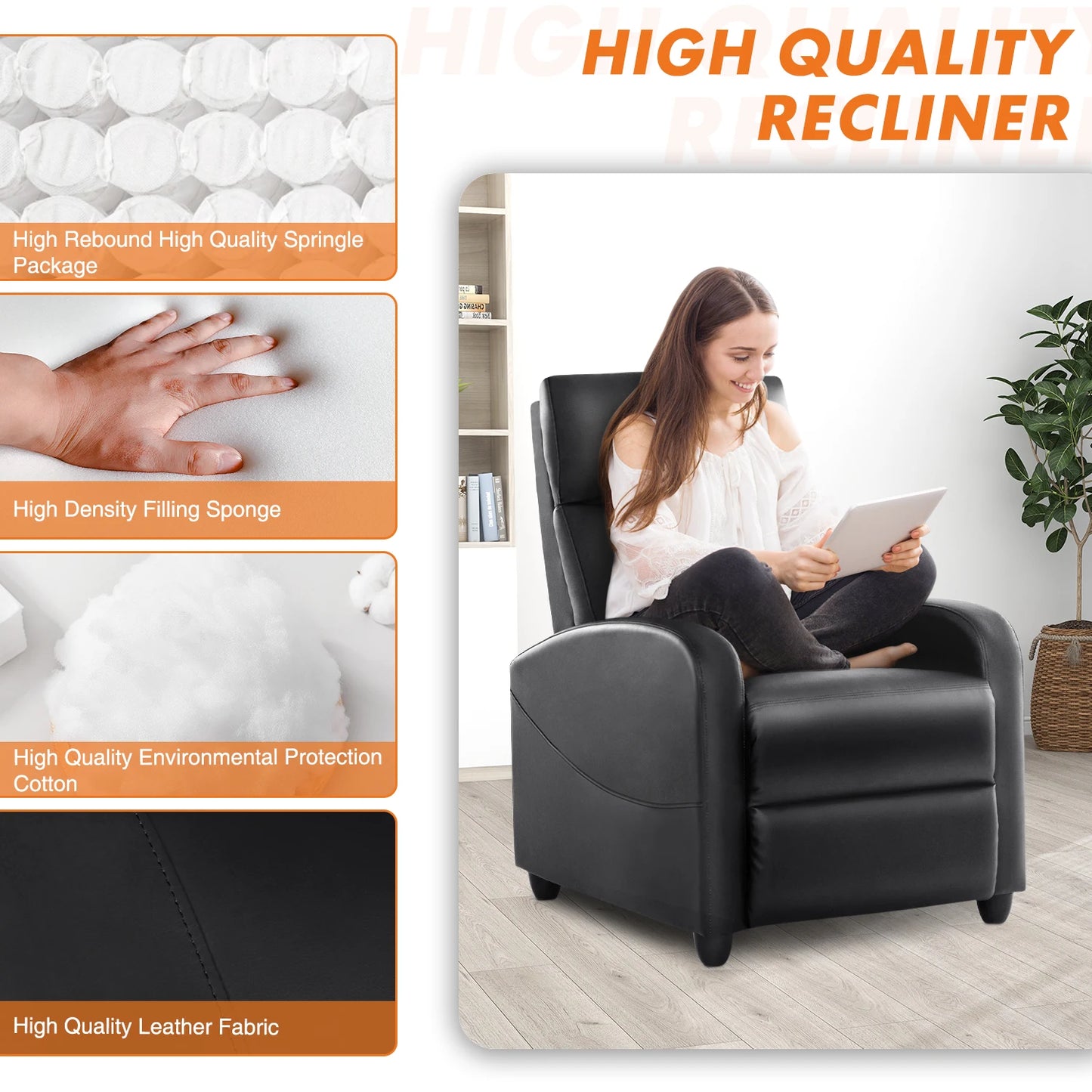 Soft Fabric Message Recliner