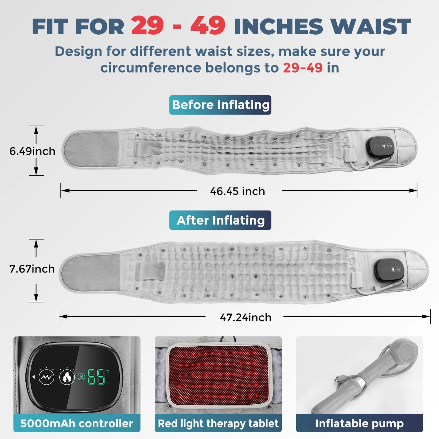Decompression Heated Vibration Massage Waist Belt