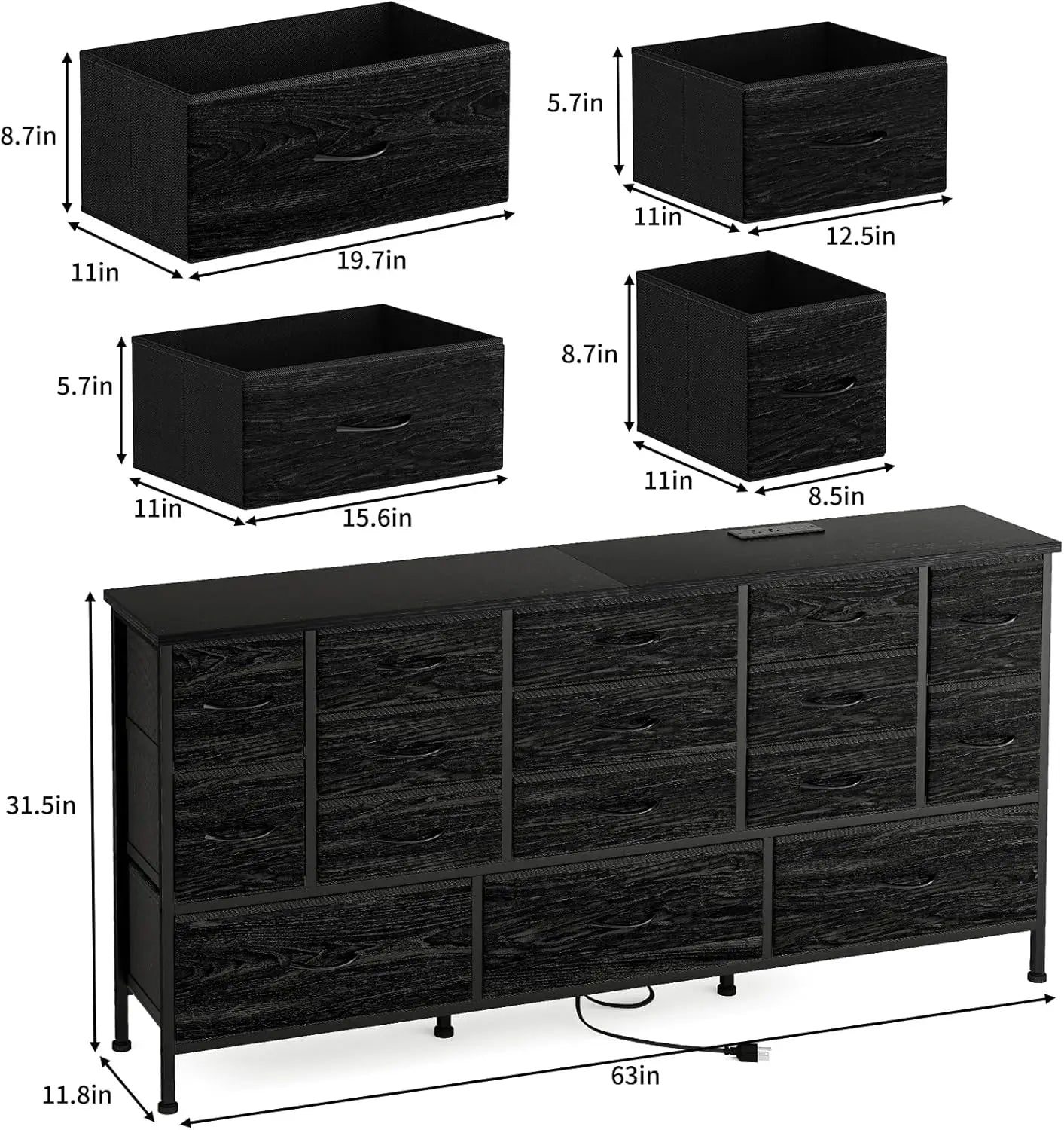 63.3”W TV Stand Dresser