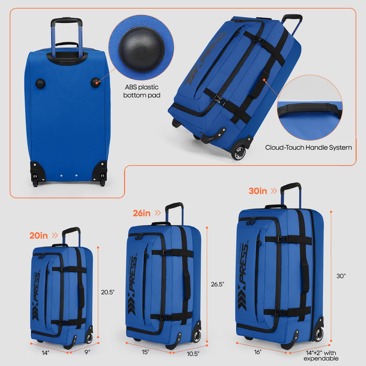 20''/26''/30'' Luggage Travel Suitcase Rolling Duffle Bag with Wheels