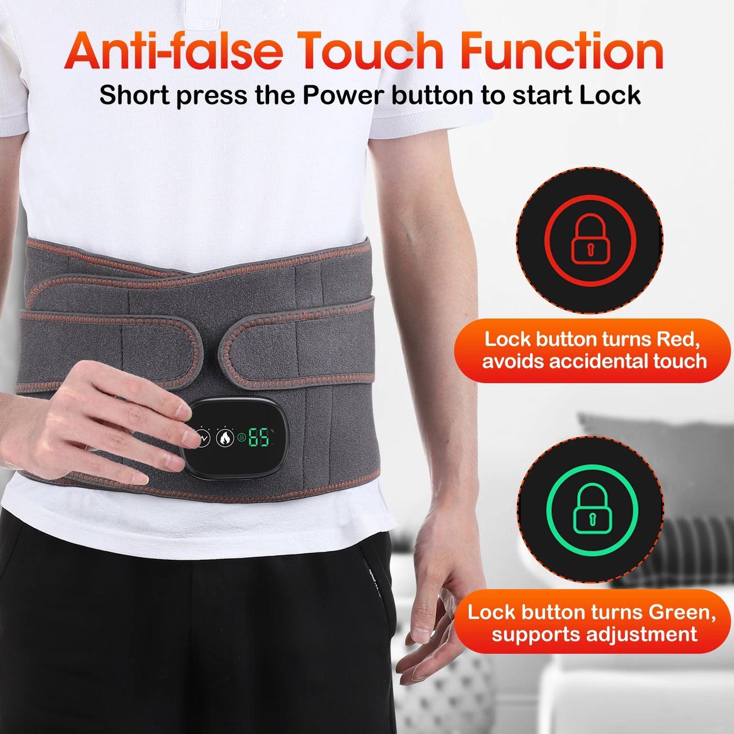Decompression Heated Vibration Massage Waist Belt
