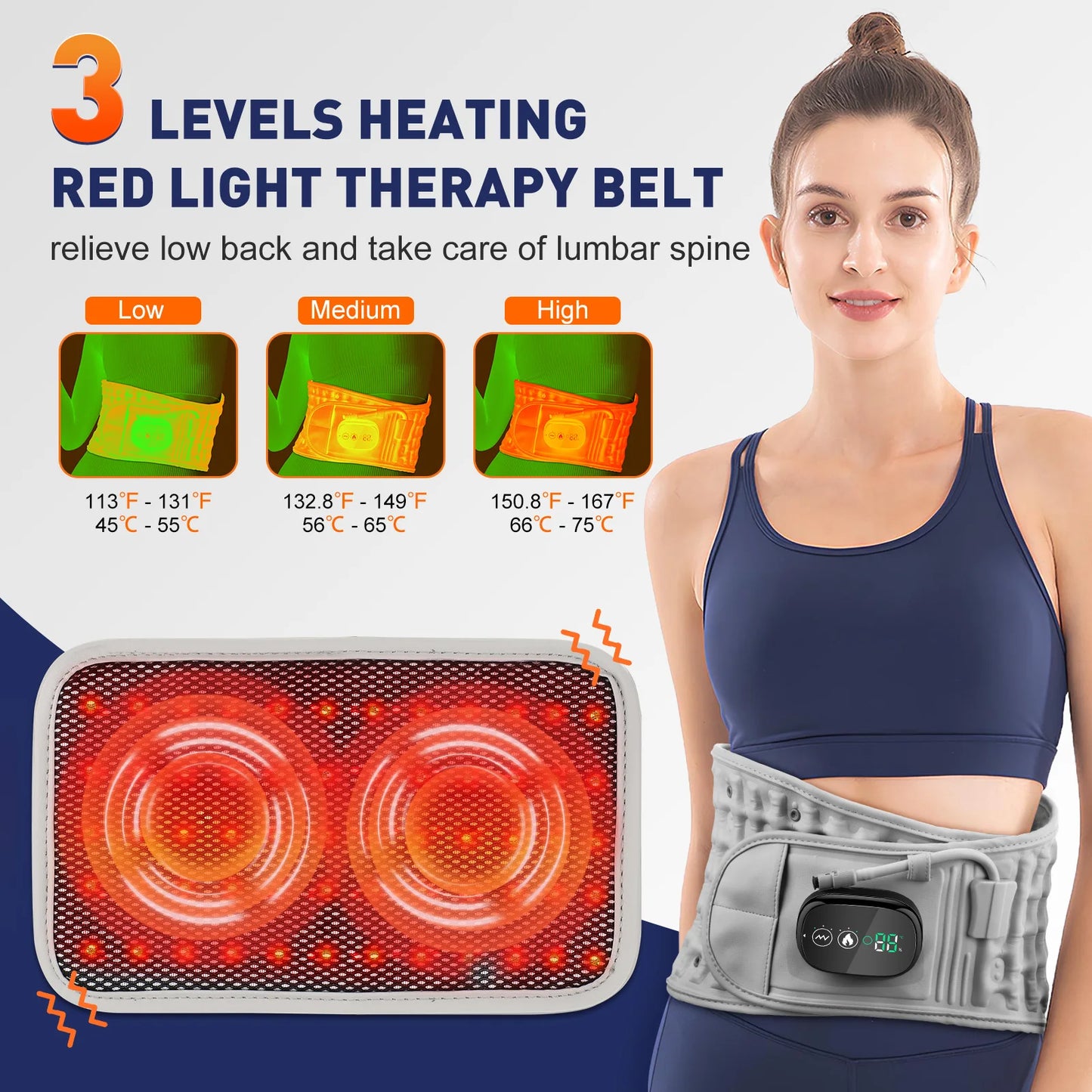 Decompression Heated Vibration Massage Waist Belt