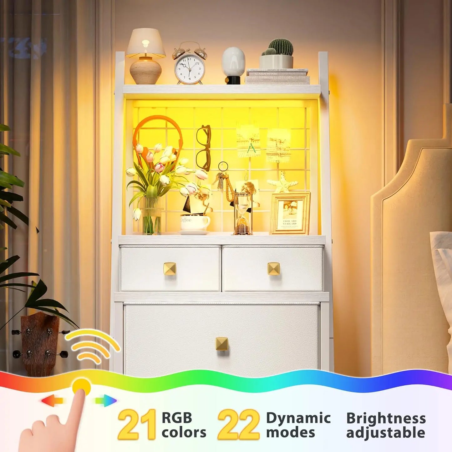 Vertical Dresser for Bedroom with LED