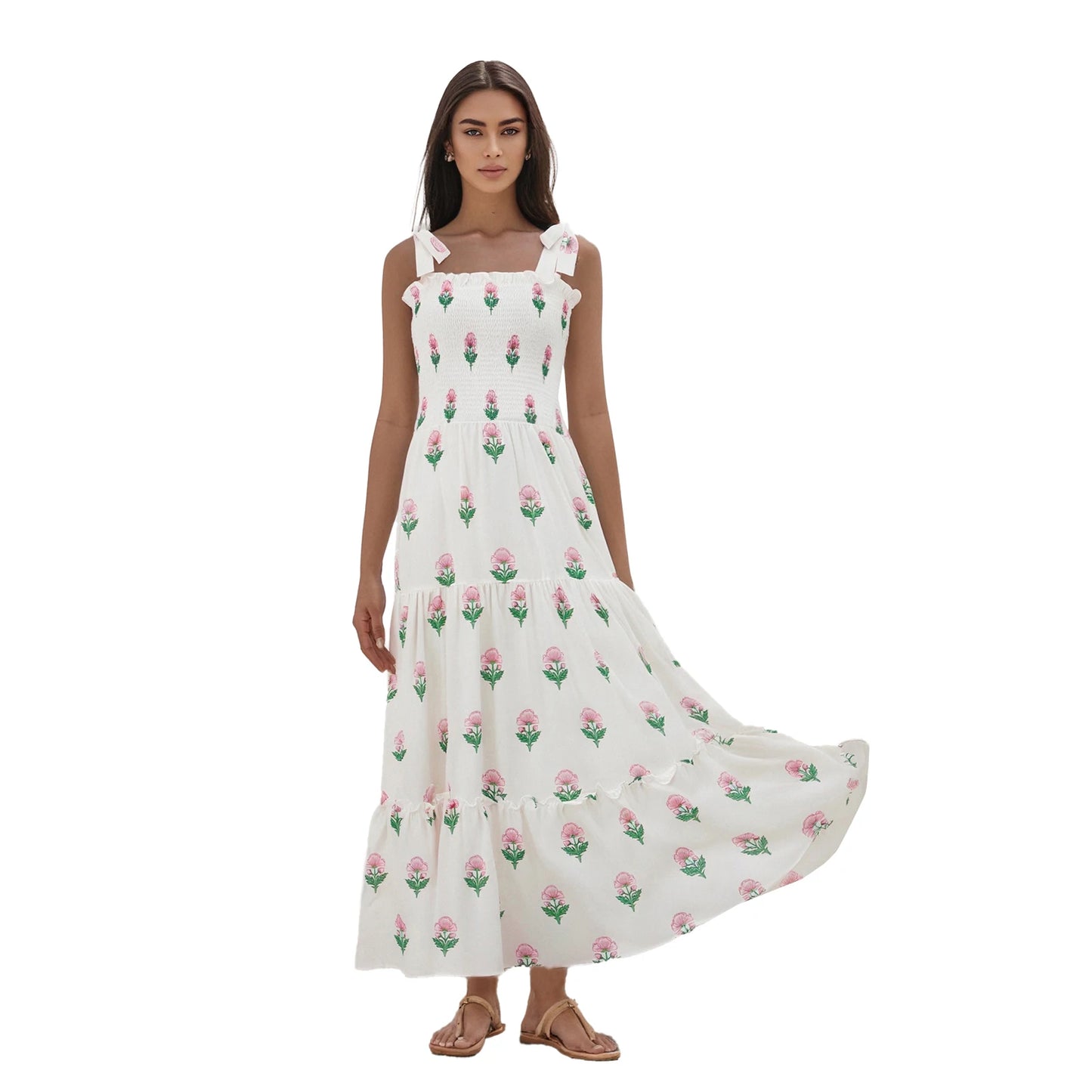Women s Sleeveless Floral Print A-Line Dress