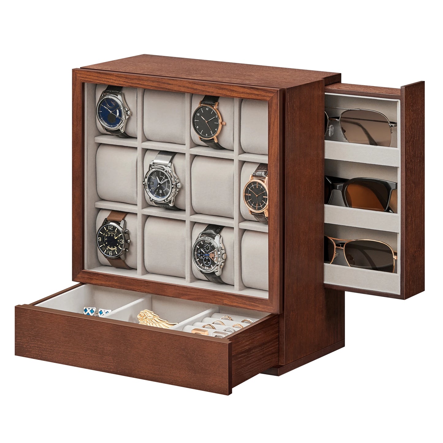 12-Slot Wooden Watch Box