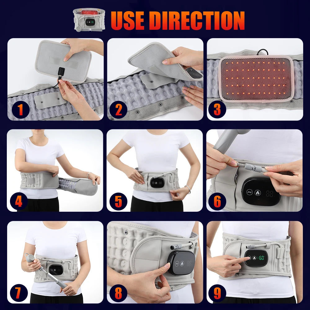 Decompression Heated Vibration Massage Waist Belt