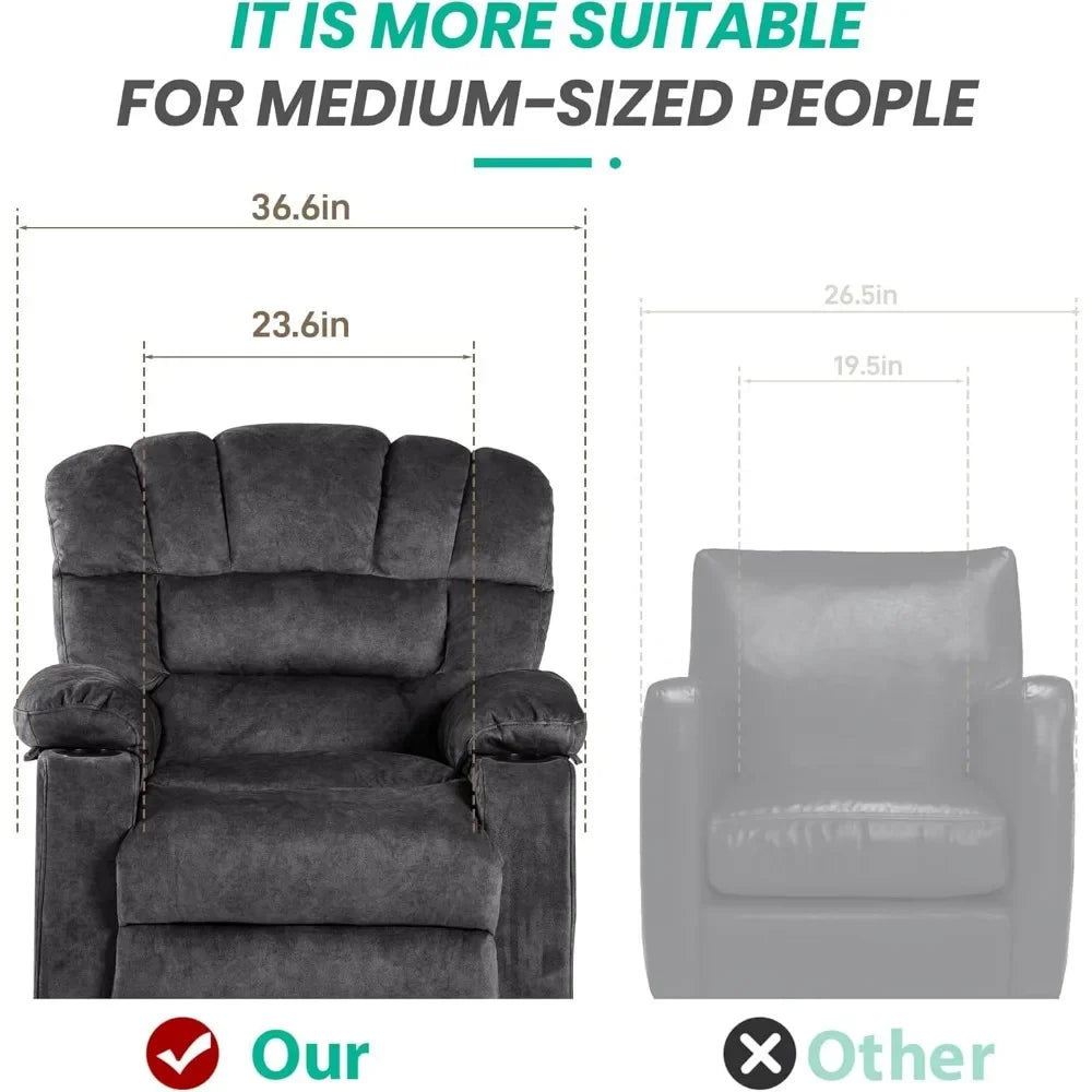 Gravity Recliners Foam Filling 2 Cup Holders & Side