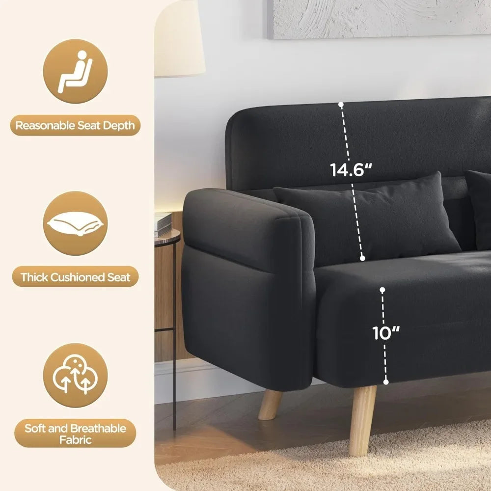 Loveseat 2 Seater Sofa w/ Lumbar Pillows