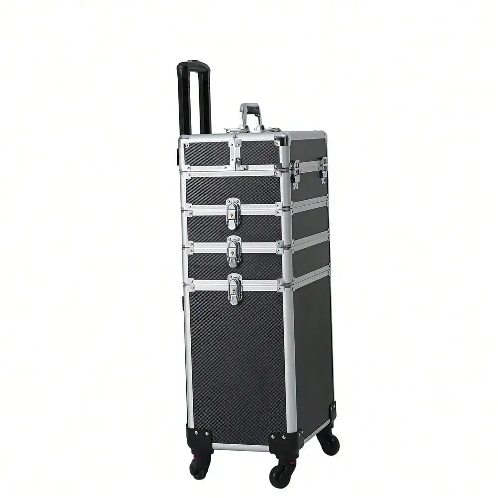 4 in 1 Pro Aluminum Rolling Makeup Case Salon Cosmetic Organizer Trolley US