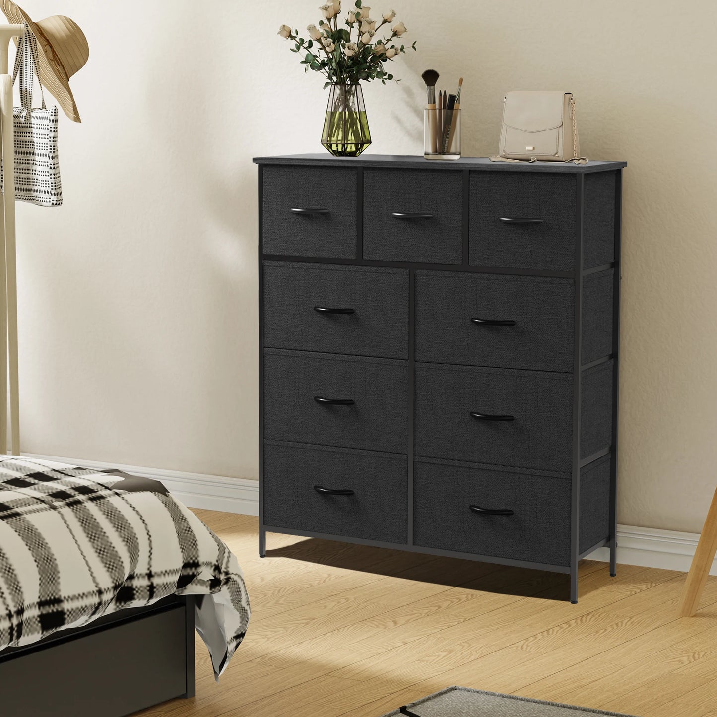 Dresser For Bedroom With 9 Fabric Storage