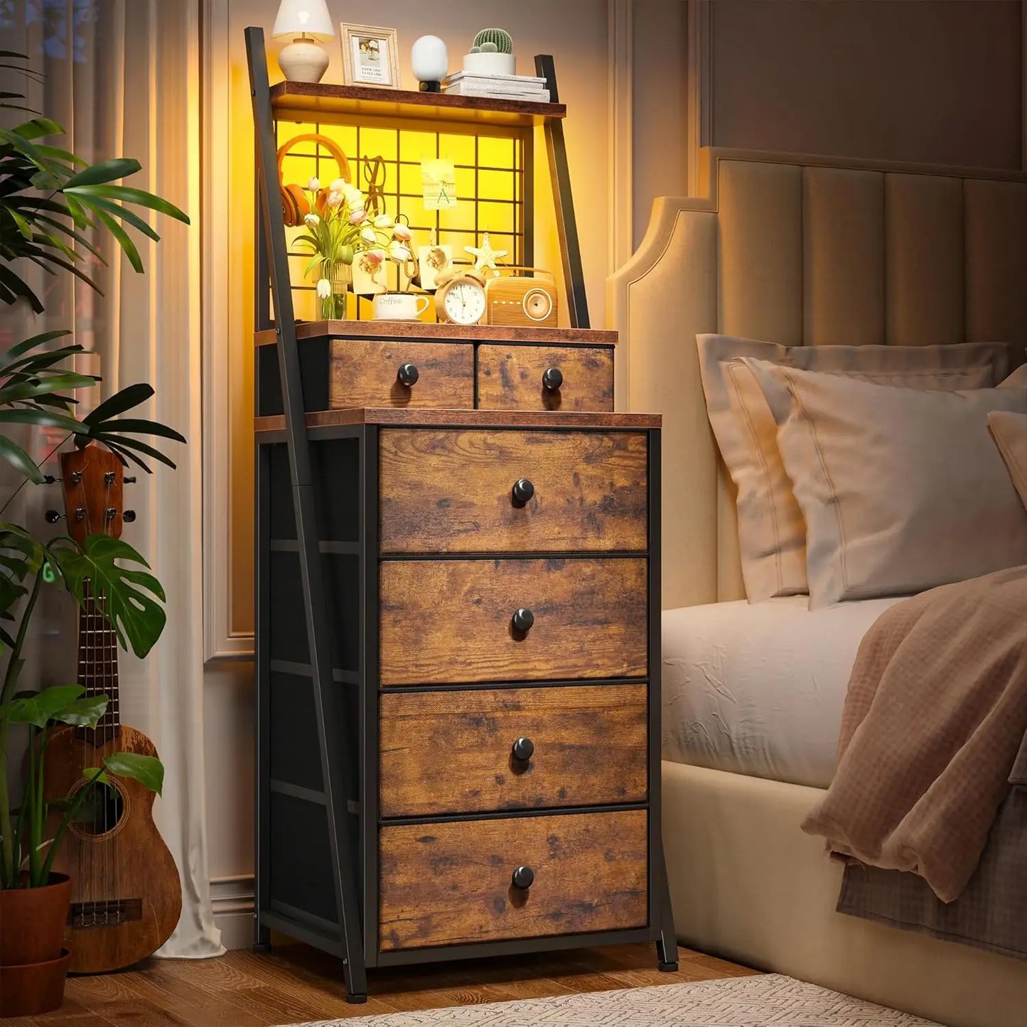 Vertical Dresser for Bedroom with LED