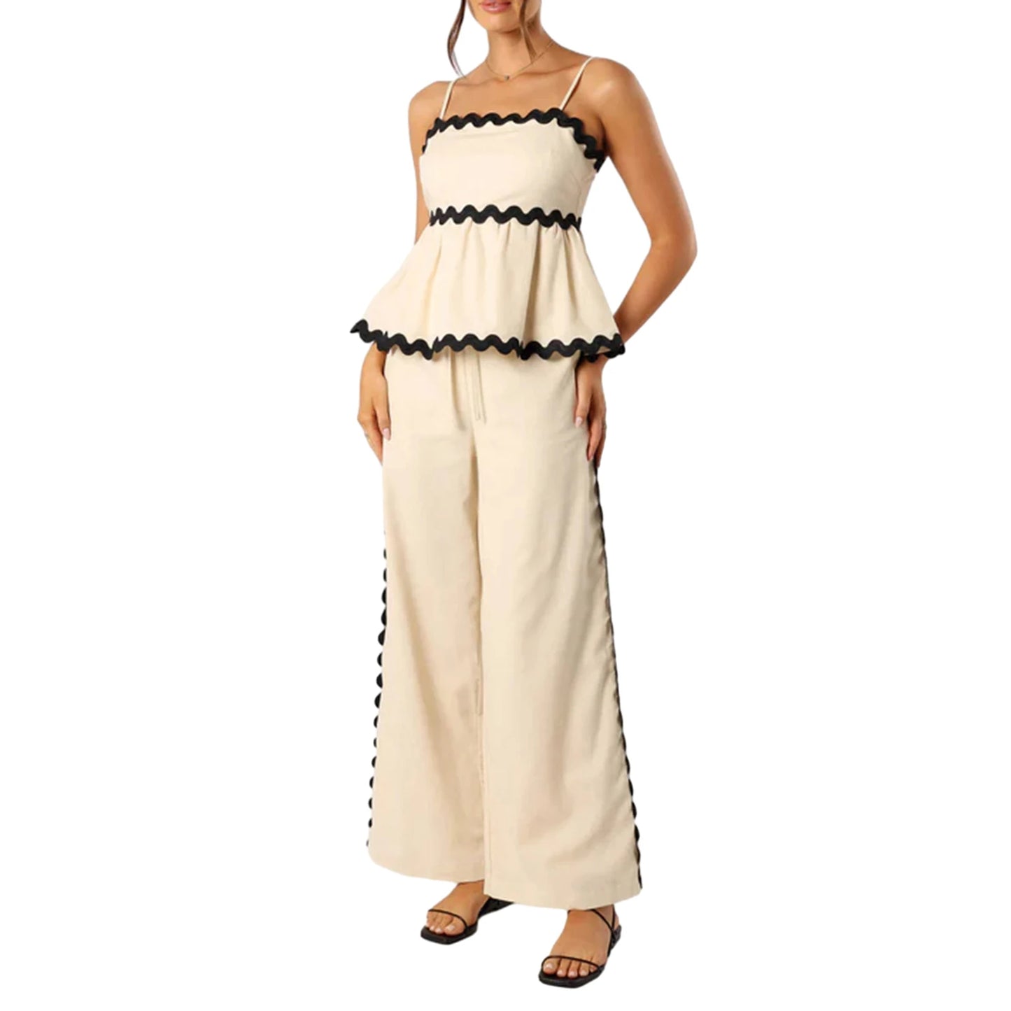 Women s 2 Piece Crop Tops Drawstring Pants Outfits