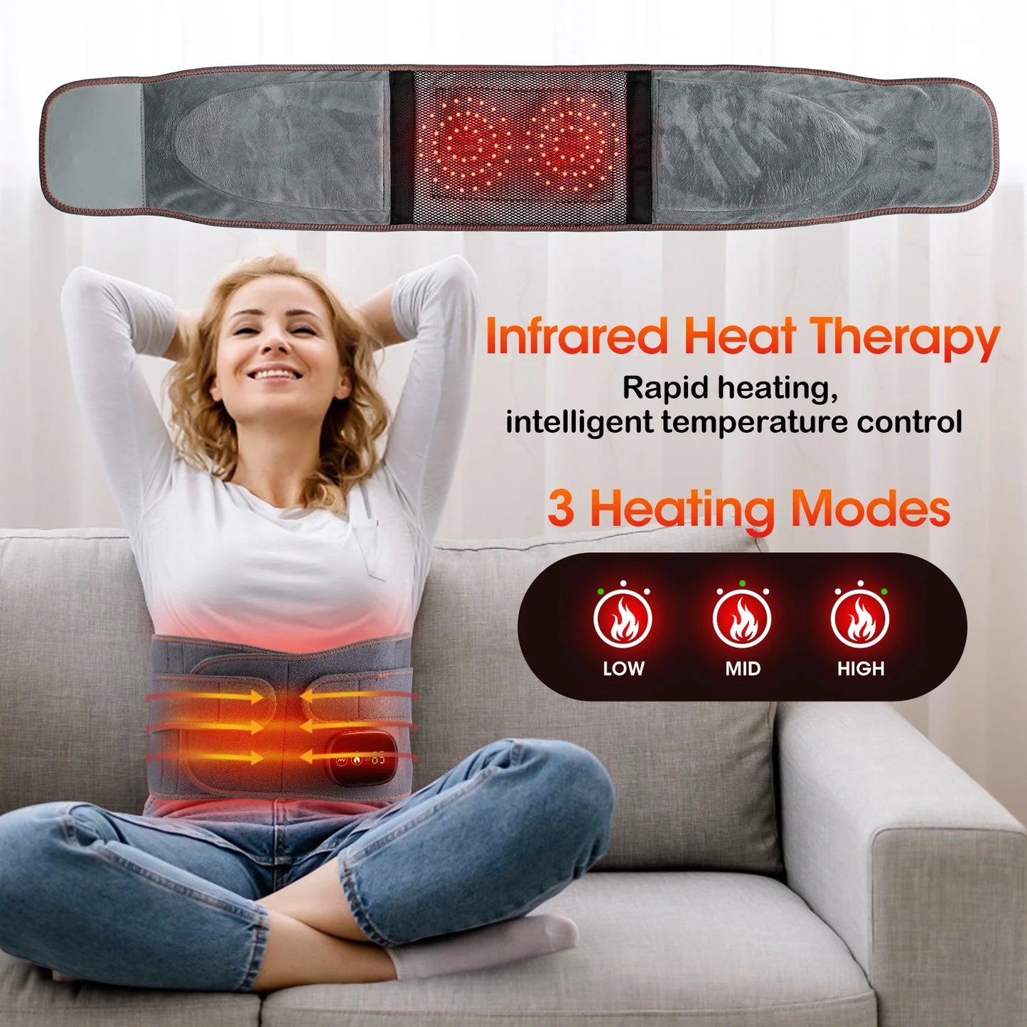 Decompression Heated Vibration Massage Waist Belt