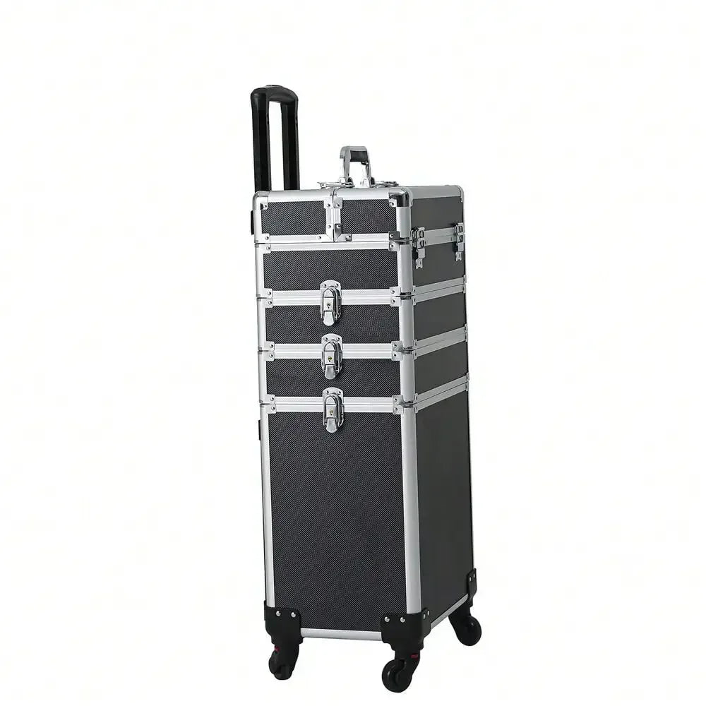 4 in 1 Pro Aluminum Rolling Makeup Case Salon Cosmetic Organizer Trolley US