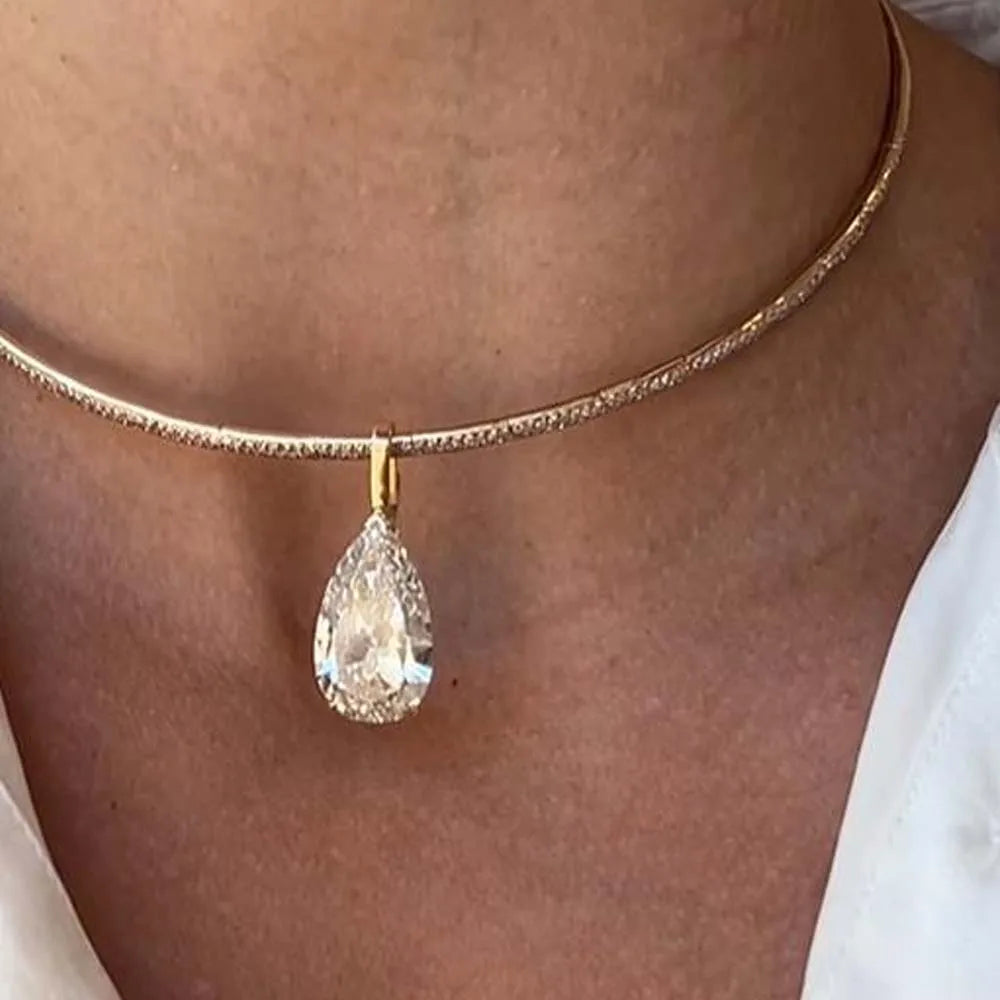 Water Drop Rhinestone Neckless