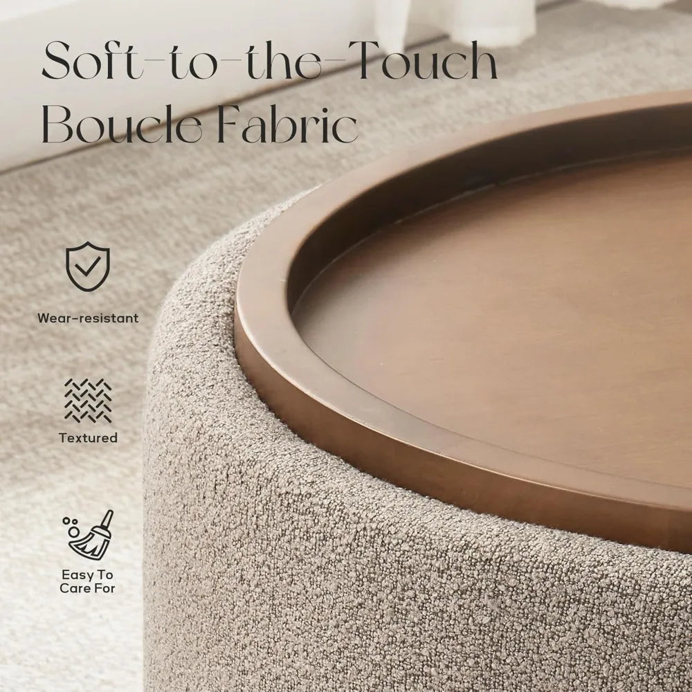 30 Inch Round Storage Ottoman Coffee Table