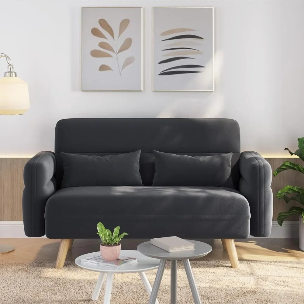 Loveseat 2 Seater Sofa w/ Lumbar Pillows