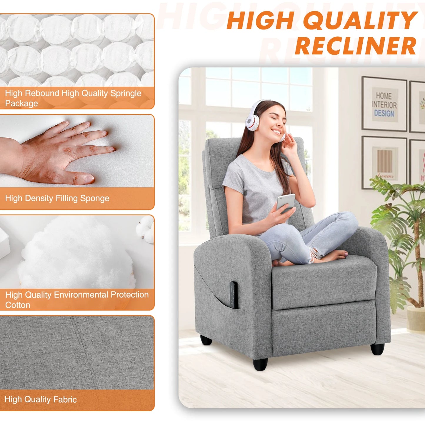 Soft Fabric Message Recliner