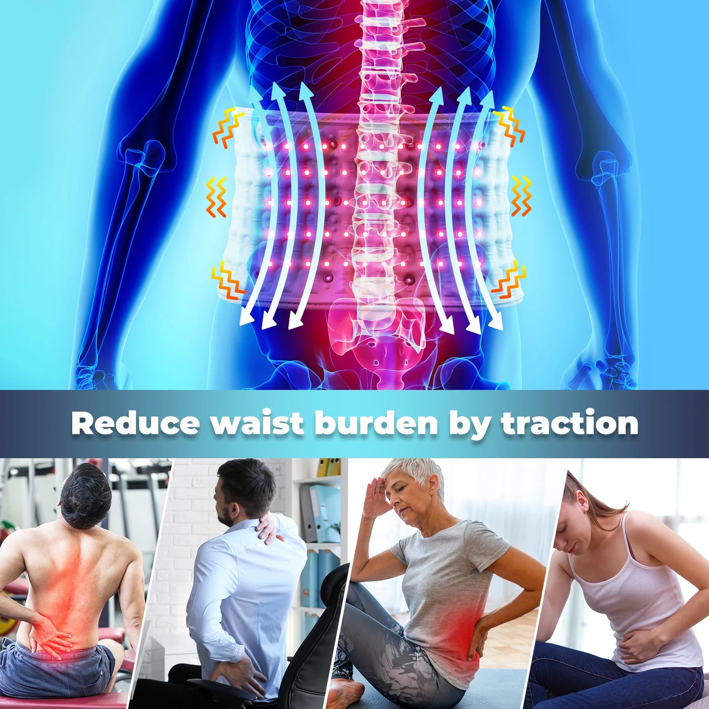 Decompression Heated Vibration Massage Waist Belt