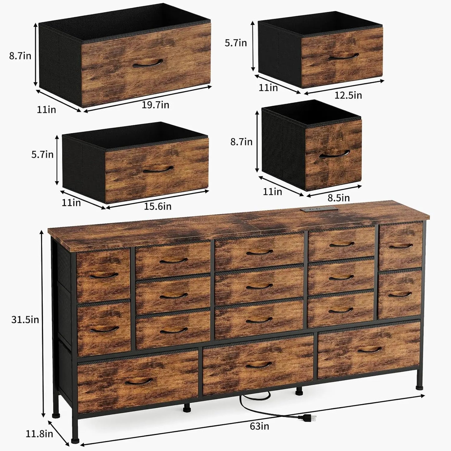 63.3”W TV Stand Dresser