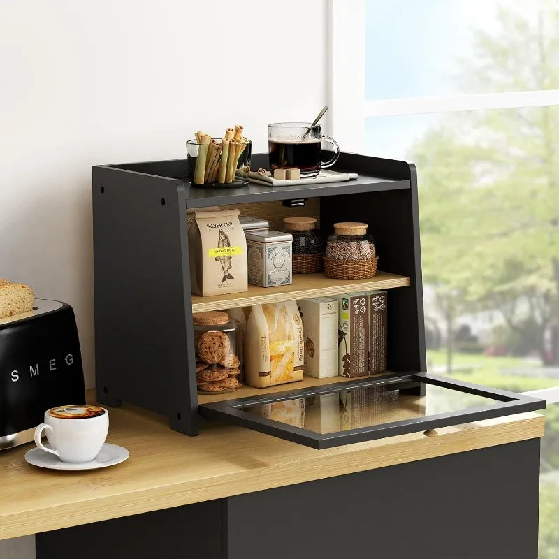 Wood Farmhouse Breadbox Organizer