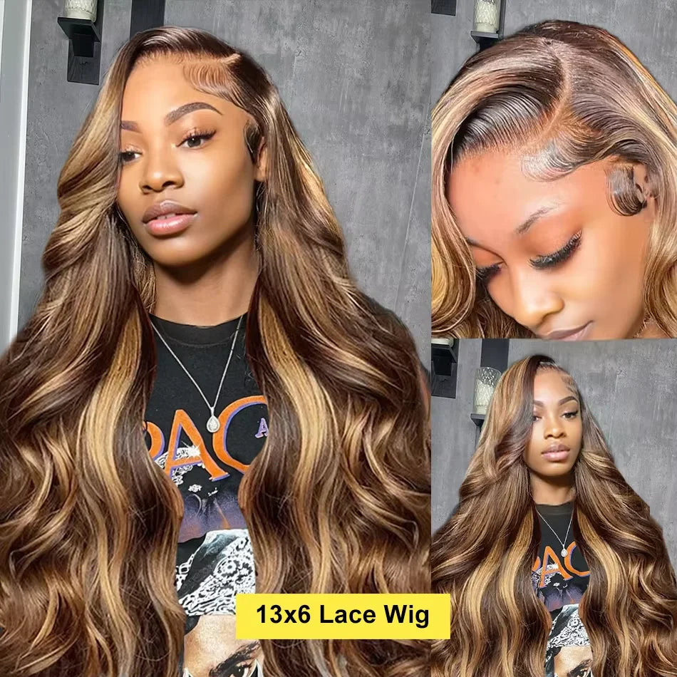 Highlight Colored Body Wave Wig Human Hair Wig