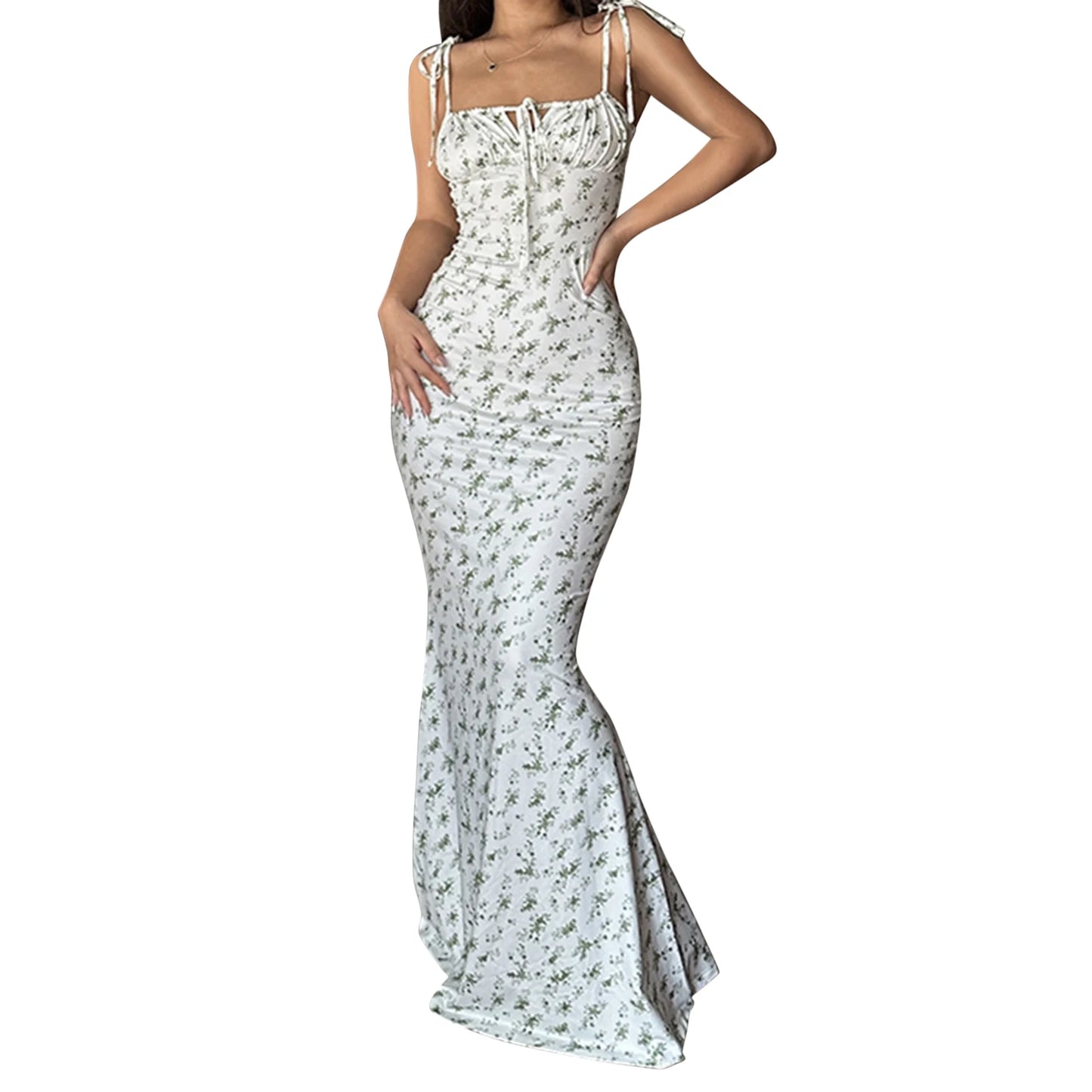 Elegant Floral Print Spaghetti Strap Dress