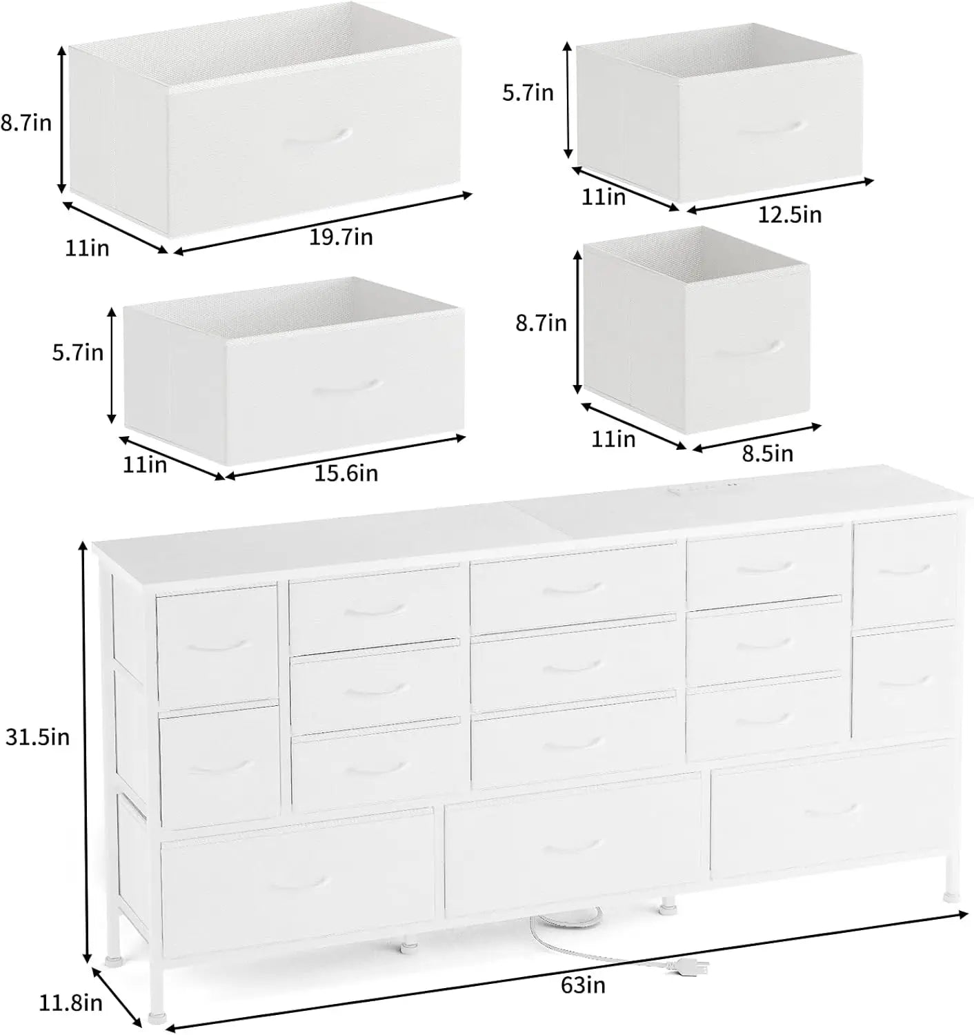 63.3”W TV Stand Dresser