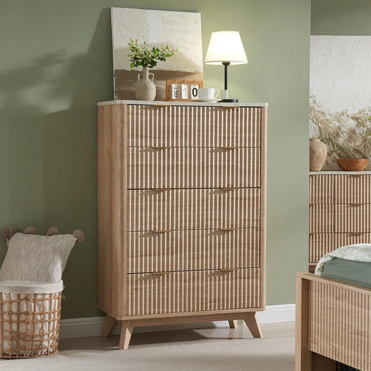 Fluted 5 Drawers Dresser