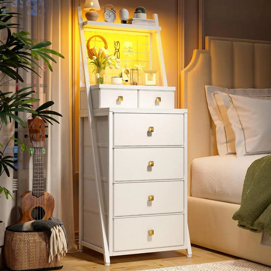 Vertical Dresser for Bedroom with LED